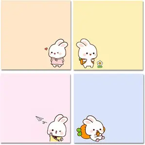 4 Pack 80Sheets Per Pack 3.15x3.15in Self-Stick Note Pads, Kawaii Sticky Notes,Cute Sticky Notes,Korean Sticky Notes,Cute Stationary,Cute School Supplies Aesthetic (Happy )