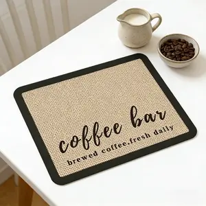 Coffee Bar Mat, 1 Count Non-slip Absorbent Coffee Bar Mat, Kitchen Countertop Mat, Tableware Drying Mat, Coasters, Kitchen Accessories, Home Decor
