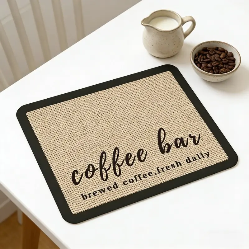 Coffee Bar Mat, 1 Count Non-slip Absorbent Coffee Bar Mat, Kitchen Countertop Mat, Tableware Drying Mat, Coasters, Kitchen Accessories, Home Decor
