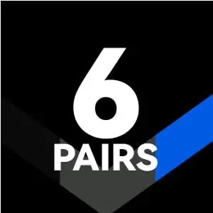 (6 Pairs) Black and Black With Slate Gra