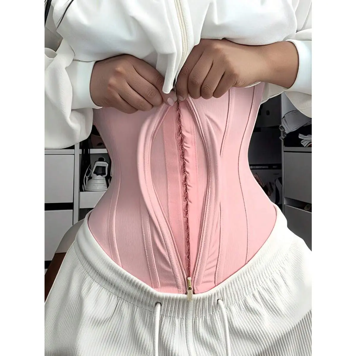 1pc Waist Trainer Belt With Zipper Girdle High Compression Body Shaper Waistband For Women Underbust Corset Latex Waist Cincher
