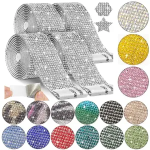 Self-Adhesive Crystal Rhinestone Ribbon Roll, Glitter Trim Ribbon, DIY Diamond Sparkle Sticker Tape, Decorative Adhesive Strip for Crafts, Phones & Cars