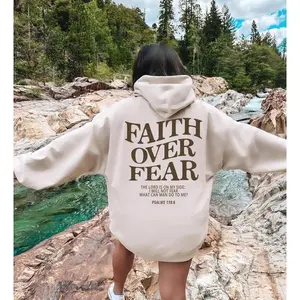 Faith Over Fear Christian 2 Sides Hoodie, For Men, For Women - Unisex Style, 100% Cotton, Pullover christian hoodie