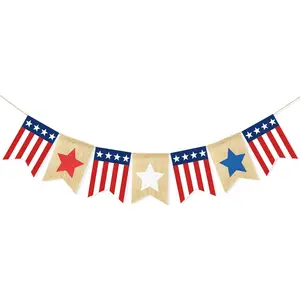 Red White and Blue  Banner 4th of July Decorations,  Independence Day Stripe Bunting  Flag Garland Patriotic Decorations Parade Floats Party Decor