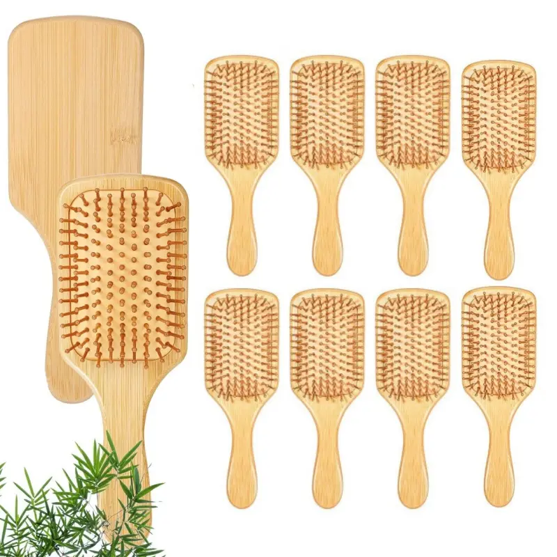 10pcs Wooden Air Cushion Detangling Comb, Massage Scalp Haircare Tool, DIY Blank Painting Hairbrush, Portable Styling Accessory for All Hair Types
