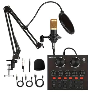 Podcast Equipment Kit, BM800 Podcast Microphone & V8 Sound Card, Voice Changer, Audio Interface For Recording, Singing, Streaming & Gaming