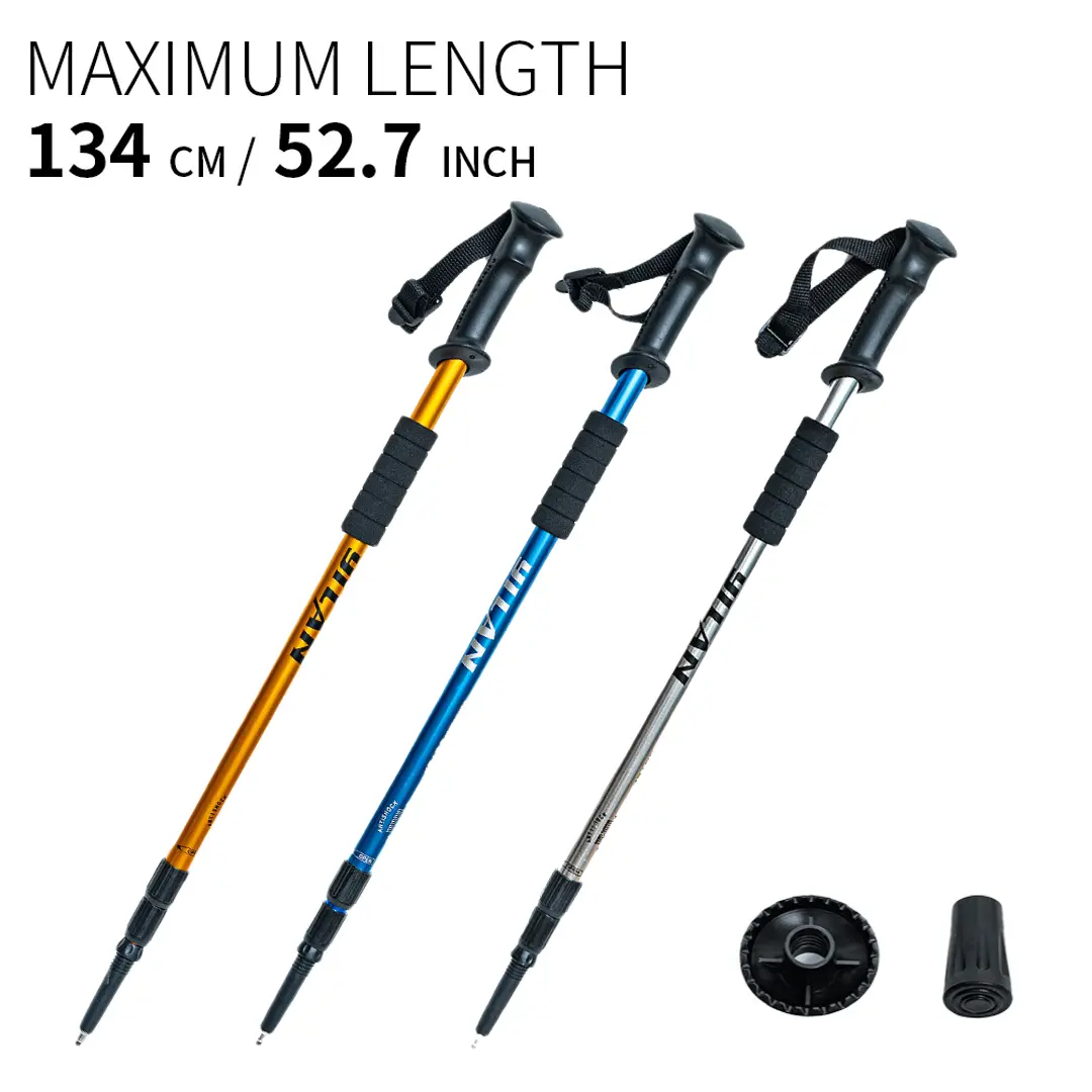 Adjustable Foldable Hiking Stick Aluminum Alloy Trekking Poles Tactical Hiking Stick For Men and Women Outdoor Telescopic Hiking Mountain Climbing Anti-Slip Lightweight Travel Accessory Outdoor Adventure Gear Outdoor Supply, 【Summer Sale Deals】