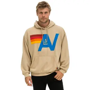 LOGO STITCH PULLOVER RELAXED HOODIE - SAND