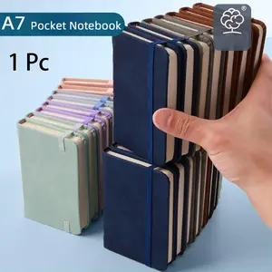 Mini Pocket Notebook A7 - Soft Leather Cover, 100 Sheets Thick Paper, Ink-Proof, 8 Colors, Elastic Band, Small Portable Journal for Notes, Work, Daily Memo, School and Office Supplies, Student Essentials, Stationery Supplies