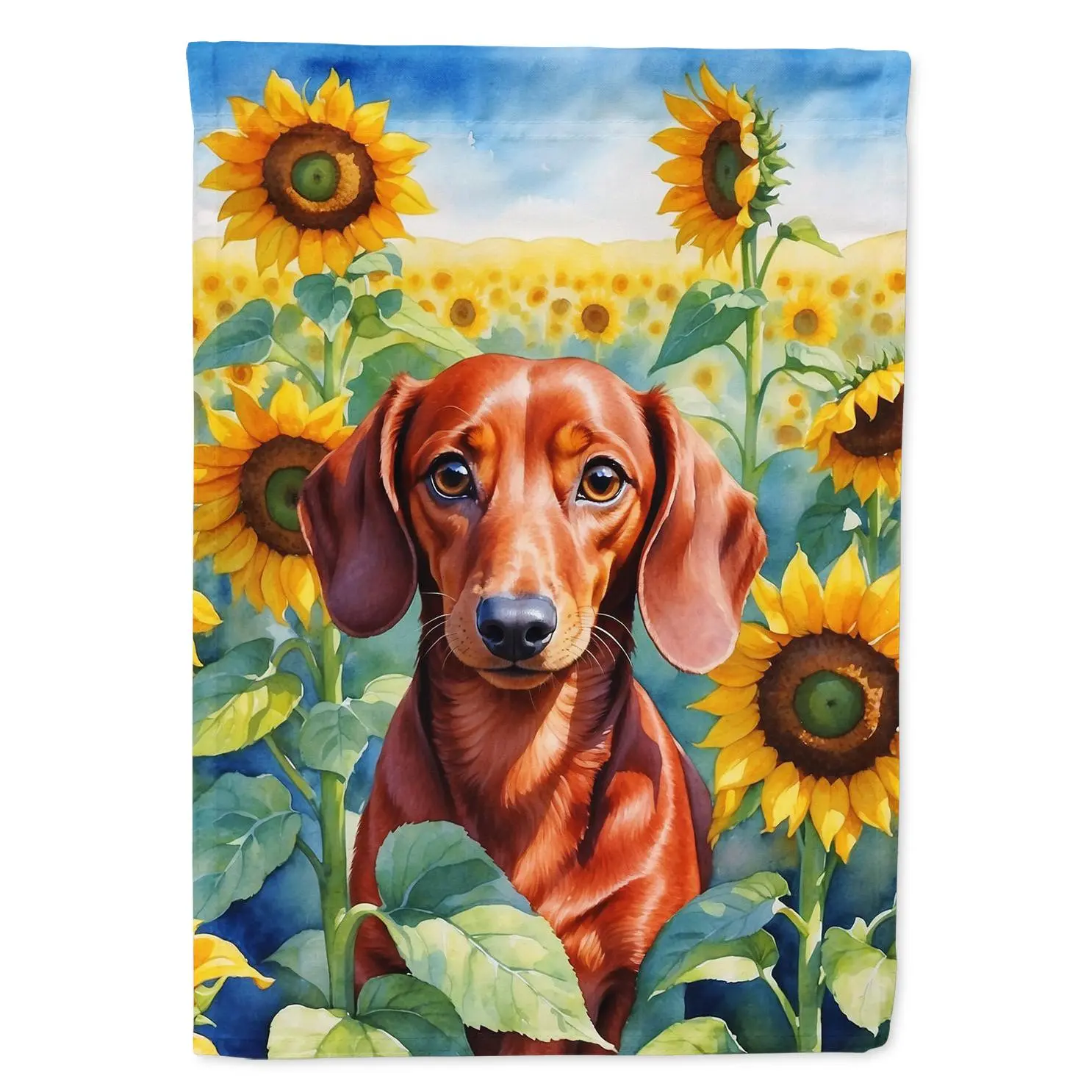Dachshund in Sunflowers Garden Flag