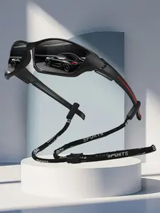 Splicing sports style with chain sunglasses, Sports eyewear, unisex, equipped with UV400 lenses, providing UV protection, available in multiple colors, with rubber nose pads, non-slip and comfortable, very suitable for driving, cycling, fishing, hiking