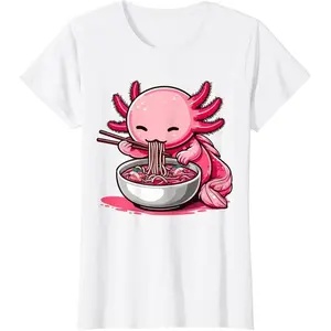 Anime Kawaii Axolotl Eating Ramen Noodles Kids Teen Girl Boy T-Shirt  made in usa Thanksgiving  Tee Red Pepper Retro Horror Movie Colorful Floral Pattern Cotton Ghost Pumpkin Unisex Vintage Streetwear T-Shirt  Cotton Tee Graphic T-Shirt with Tattoo Print