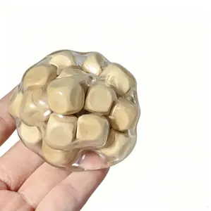 Wood Cube Filled Squishy Noise Ball Toy, Crinkly Sensory Squeeze Fidget Toy, Fun Hobby Decompression Play Prop for Stress Relief, Suitable for Kids & Adults Daily Casual Play