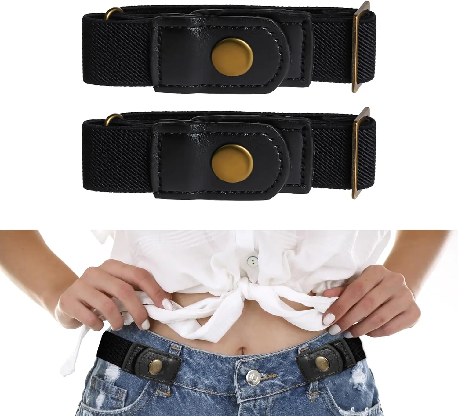 Invisible Side Belt No Buckle Belt Women and Men,Without Buckle Elastic Stretch Mens Adjustable Belts Pants Jeans