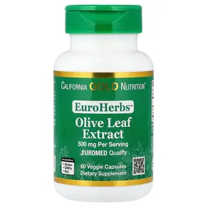 California Gold Nutrition EuroHerbs™, Olive Leaf Extract, Euromed Quality, 500 mg, 60 Veggie Capsules