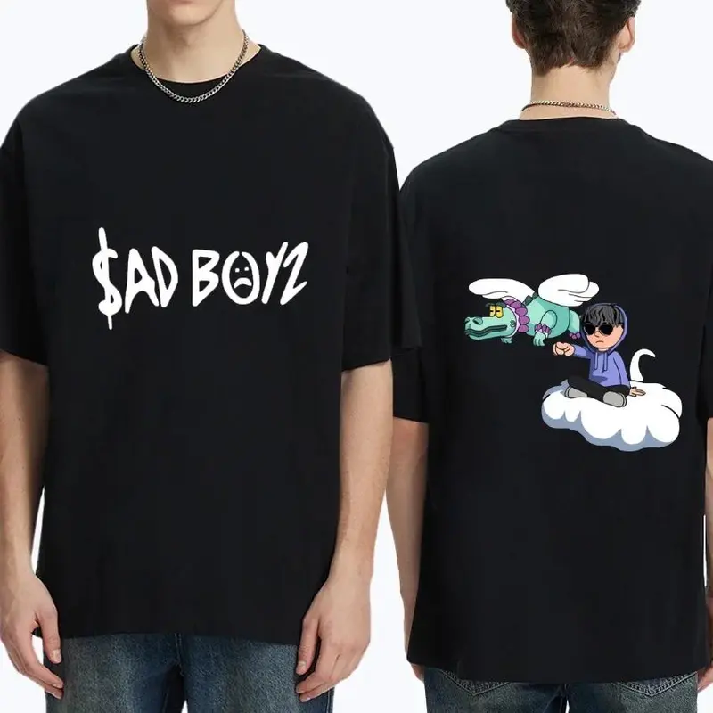 Hot singer Junior H Sad boyz harajuku Cartoon Graphic T shirt Men Women Oversized short sleeve T-shirts Unisex 100% Cotton Tops