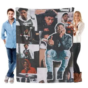 YoungBoy Never Collage New Year & Valentine’s Day Gift Flannel Blanket Edgy Photo Collage Design Iconic Artist Shots Streetwear Bold Poses Textured Backdrop Dual Holiday Gift Festive Hip Hop Fandom Uniquely Stylish Coziness Soft Striking Standout Present