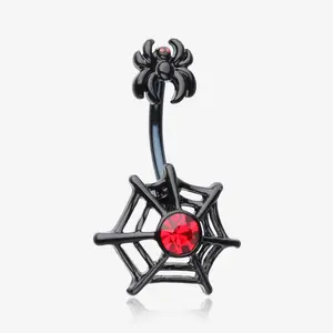 Black Widow Spider Web Belly Button Ring