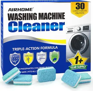 Washing Machine Cleaner Tablets - Deep-Cleaning Descaler for Front Load and Top Load Washers, Including HE, 30 Pack (15 Month Supply)