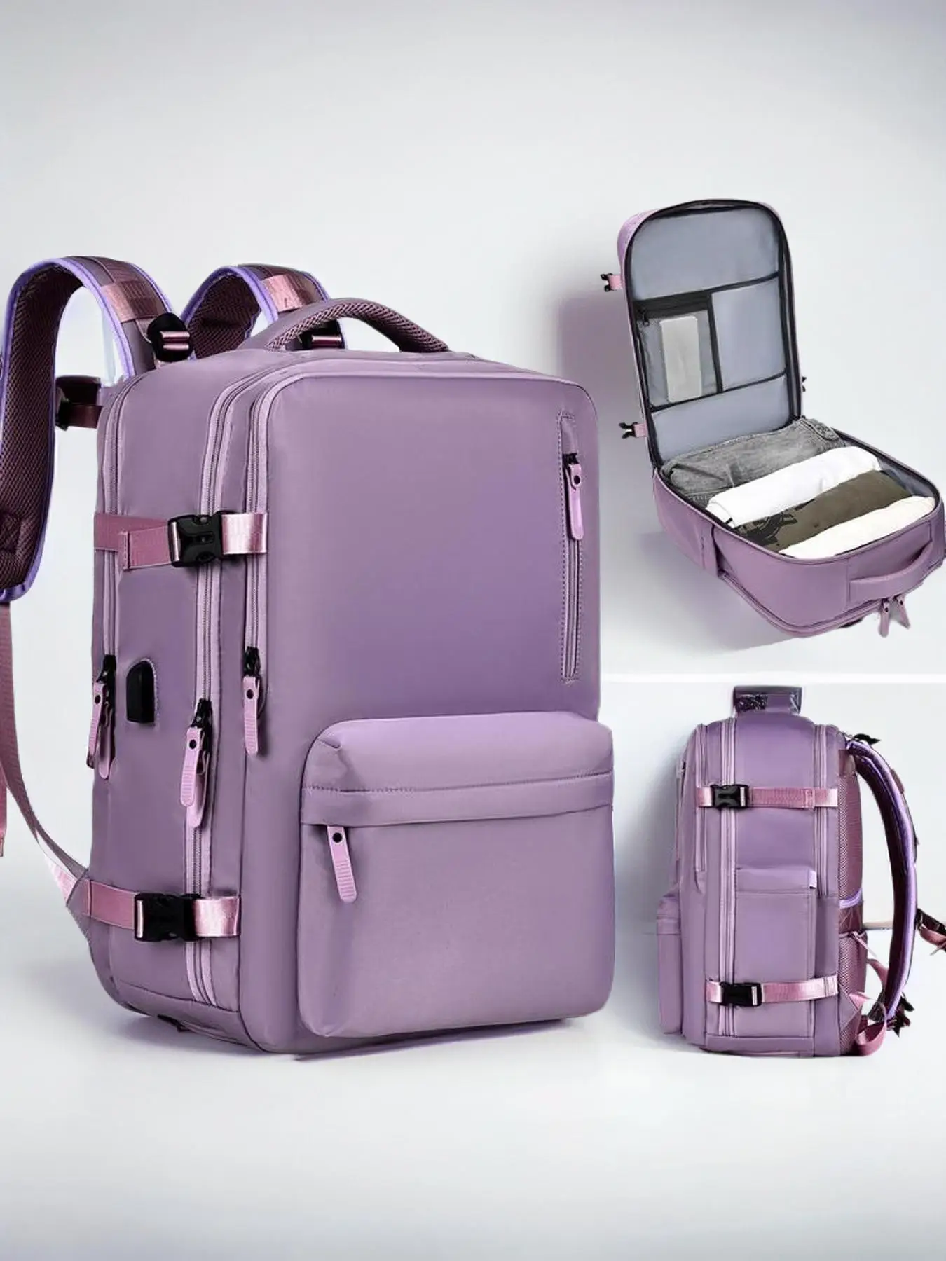 Summer Casual Solid Color Waterproof Backpack with Dry and Wet Separation, Large Capacity Sports Fitness Luggage Bag with Usb Charger Port, Trendy Sim