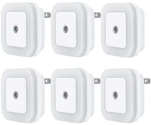New Deal - LED Night Light Lamp with Smart Sensor Dusk to Dawn Sensor, Daylight White, 0.5W Plug-in, 6-Pack