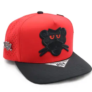 Panther Hat – Red 804 Hydro Performance Trucker – Embroidered Patch Snapback for Men