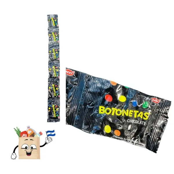 Botonetas Chocolate Candy - Tira de 6 Botonetas - Chocolate Flavor Snack -