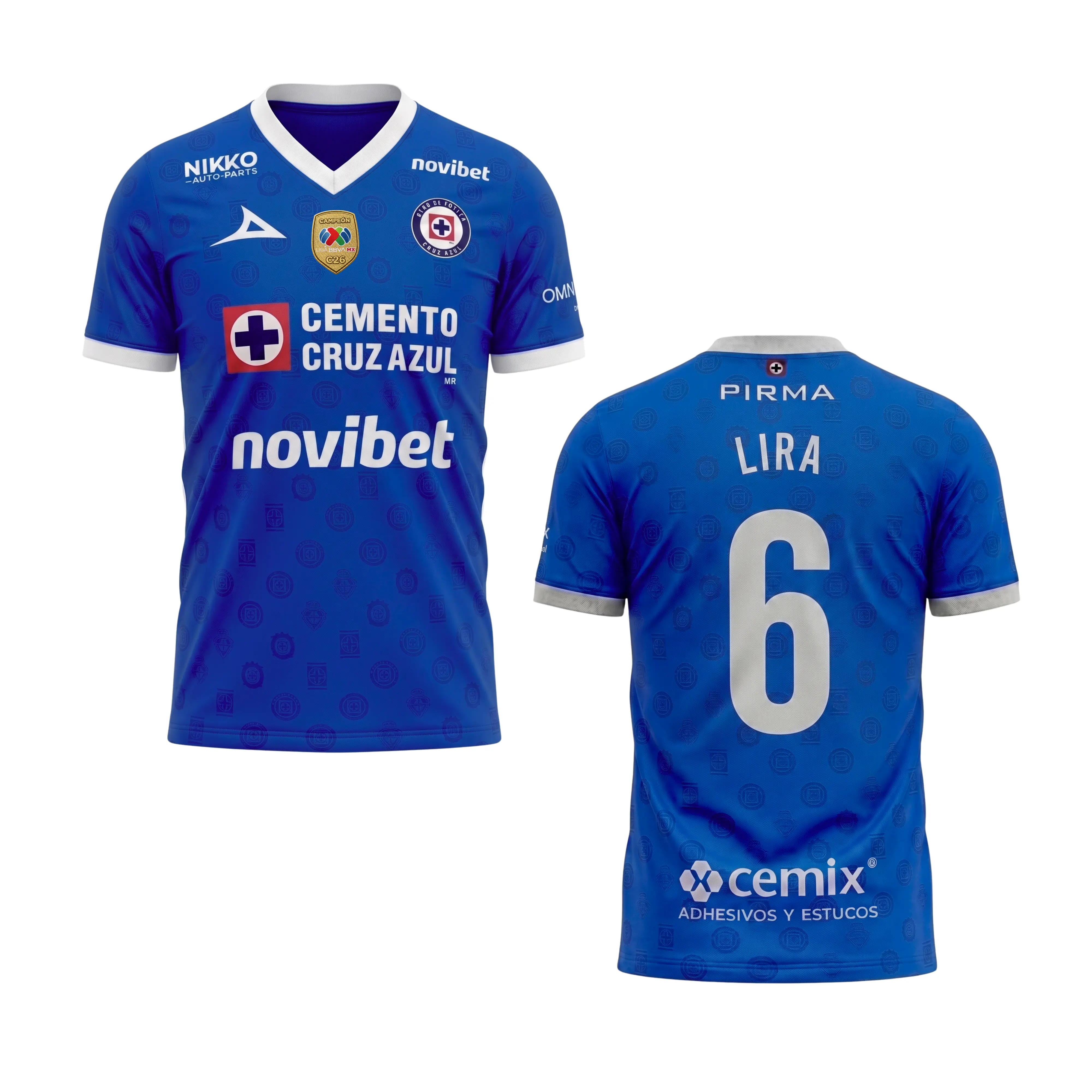 Cruz Azul 2026-2027 Mexico Champion Home Blue Short-Sleeve Fan Edition Soccer Jersey, Professional Men's Football Match Day Sports Apparel (Sports & Outdoor Clothing)
