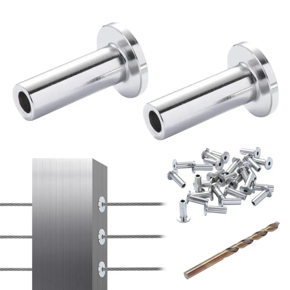 Stainless Steel Protector Sleeves for 1/8 in. Wire Rope Cable Railing Balustrade Marine Grade Come ( 121-Pack )
