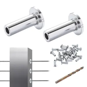 Stainless Steel Protector Sleeves for 1/8 in. Wire Rope Cable Railing Balustrade Marine Grade Come ( 121-Pack )