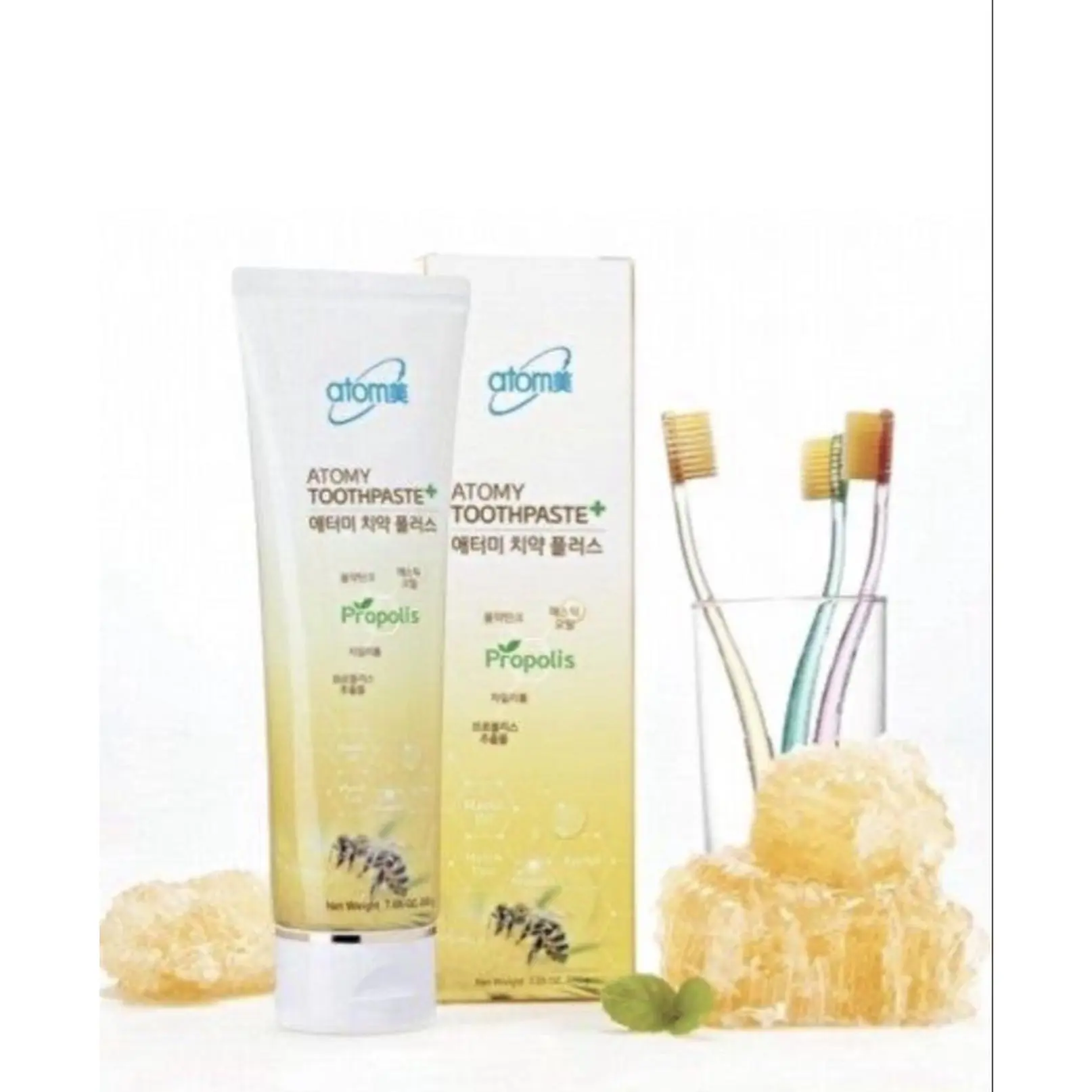 Atomy Toothpaste+ with Propolis - 5-Pack for Everyday Oral Hygiene Protection Against Cavities Multipack for Household Use