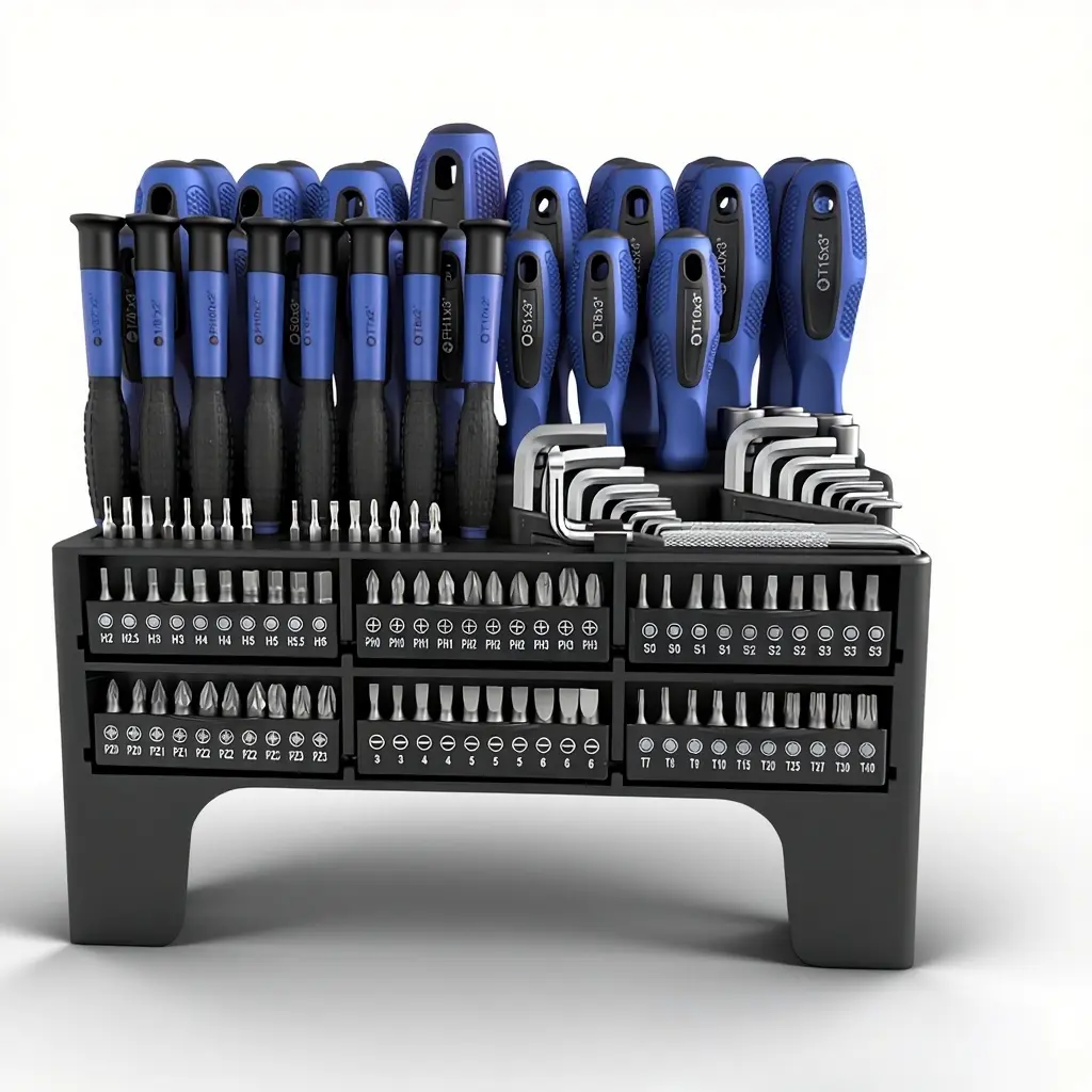132PC Magnetic Screwdriver Bit Set with Storage Stand, Torx Phillips Slotted Hex Allen Wrench Hand Tool Kit for Home & Auto Repair