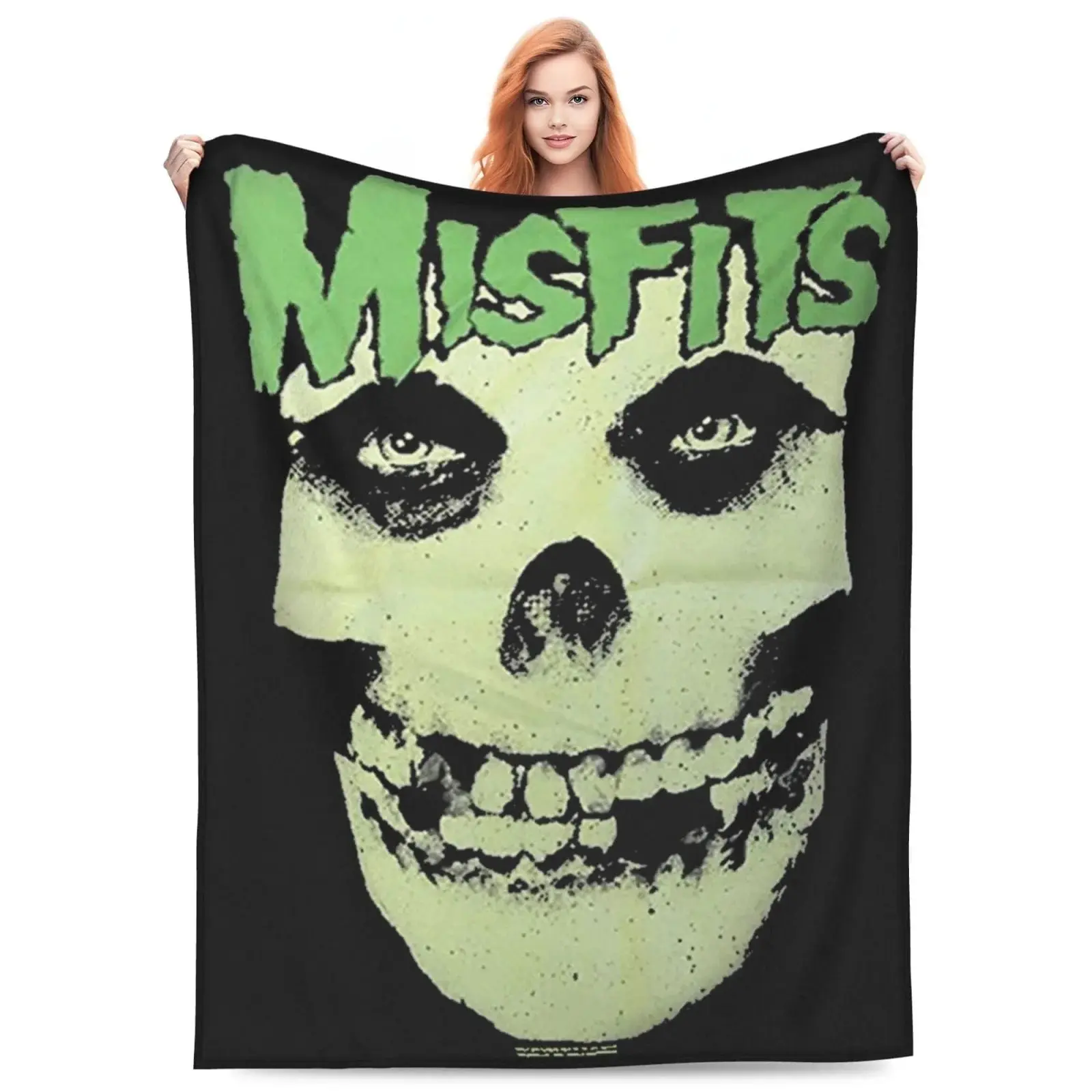 Misfits themed printed flannel blanket - modern style, machine washable, suitable for camping, picnics, and travel, an ideal gift choice