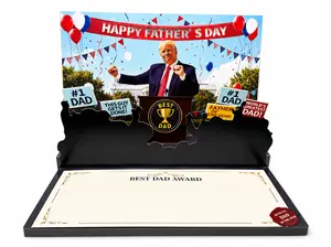 Talking Donald Trump Pop Up Fathers Day Card with Light & Sound - Plays Trump's Real Voice, Funny 3D Pop Up Greeting Card, Presidential Podium Scene, Funny Trump Fathers Day Surprise for Dad