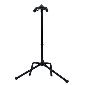 Yokoma Floor Tripod Guitar Stand - Stable Holder with Silicone Lock, Soft Sponge Pad and Non-Slip Feet for Acoustic and Electric Guitars