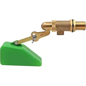 1/2 Inch Brass Valve with Plastic Float Water Float Valve with Adjustable Arm Automatic Fill Float Ball Valve for Water Tank Fountains Livestock Waterer