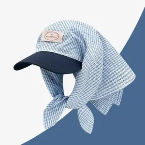 Fashion Plaid Y2K Headscarf Baseball Hat Cotton Y2K Scarf Peaked Cap Sunscreen Bandana Cap Triangle Headscarf Hat Spring