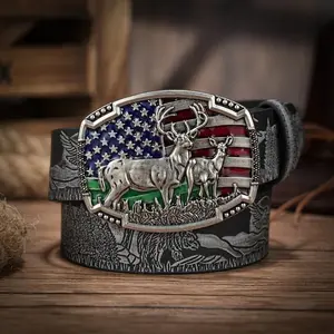 Deer Belt Buckle for Men, Patriotic American flag Deer Belt Buckle, Elk Deer Belt Buckle, Norse Viking Deer Head Belt Buckle, Punk Deer Belt Buckle, Western Cowboy Belt Buckle chao ren ed c