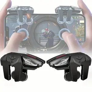 Six Finger Mobile Game Trigger, High Sensitivity Controller for PUBG/Fortnite, Alloy Phone Gaming L1R1 Fire Buttons with Finger Sleeves