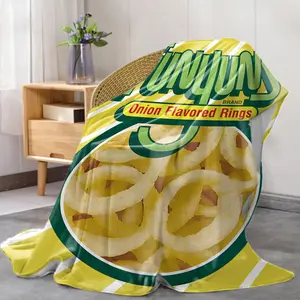 Funyun's Onion Flavored Rings Printed Flannel Blanket - Soft and Comfortable Throw for Bed, Sofa, Office, or Camping - Available in Various Sizes