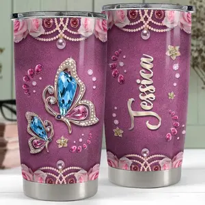 Personalized Butterfly Tumbler Coffee Jewelry Stylebler, Lion Mom And Kids Name Tumbler, Mother's Day Keepsake, Birthday Gift For Mom Grandma
