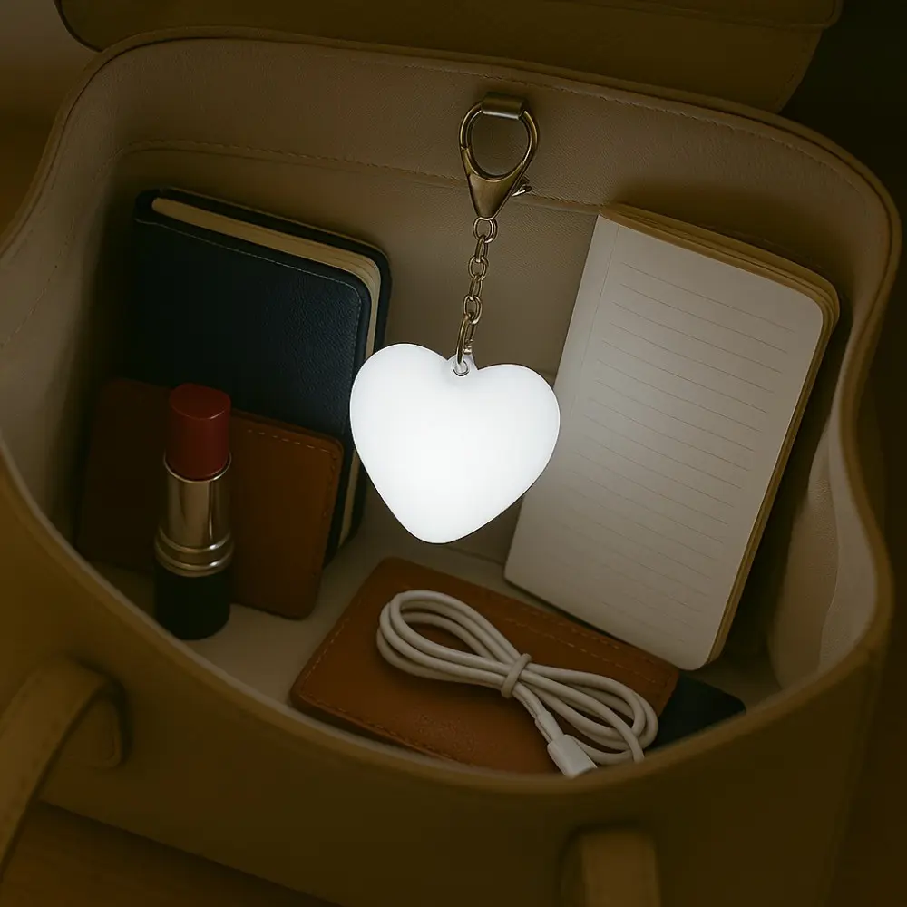 Heart-Shaped Mini Night Light, Modern Simple Design, Auto-Sensing Touch Control, Rechargeable Battery, LED Energy Saving, Portable Desk Decor, LED Decoration Lamp, USB Powered Lamp