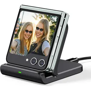 F-CGR02  Wireless Charger for Samsung Z Flip 7, 501S, Foldable Fast Wireless Charging Stand for Galaxy Z Flip 7/6/5/4/3, Charging Station for Samsung Z Flip Series/Razr+(No Adapter) (Black)