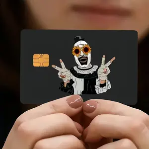 2D Plane Sticker Motorcycle Sticker 2 Sheets of Scary Clown Design Pattern Credit Card Skin Cover Waterproof Sticker Ultra-Thin, High-Quality, Scratch-Resistant Suitable for Credit Cards, Bank Cards, Bus Cards, Removable Self-Adhesive Most Cards