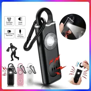 Personal Safety Alarm with 130dB Siren & LED Light Rechargeable Portable for Night Lighting Multiple Colors Wireless Alarm for each person
