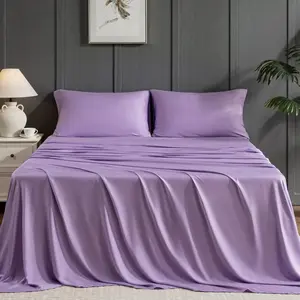Lavender  Viscose Derived from  Sheet Set  Size, 4 count Cooling Silky Bed Sheets for Hot Sleeper, Luxury Soft Deep Pocket Fitted Bedsheets