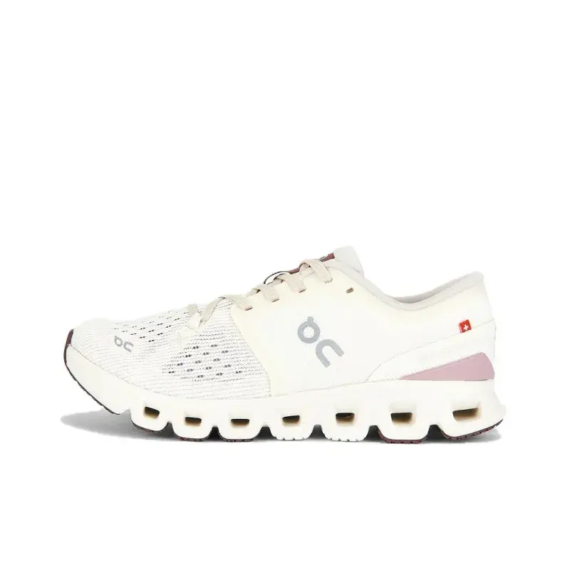 Cream White Mesh Running Shoes Pink Accent Breathable Shock Absorbing Athletic Sneakers For Jogging Fitness Daily Walking Sports