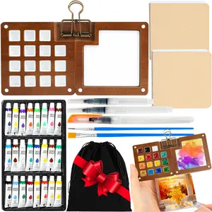 Mini Watercolor Paint Set – Portable Travel Pocket Palette with Brush, Sketchbook, Copper Clip & Storage Bag – Complete Kit for Beginners & Artists tiktokshopspringglowup,summervibes
