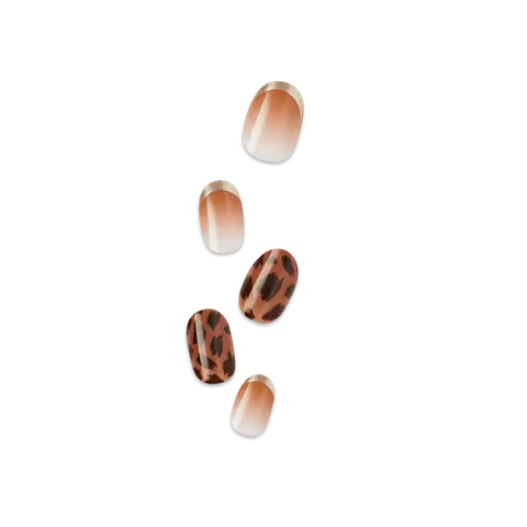 Impress Design No Glue Fake Press On Nails- Polar | Design, Brown, Short, Oval, Manicure
