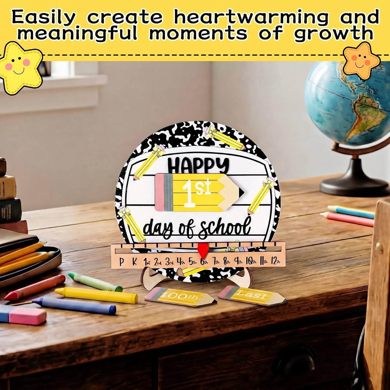 First & Last Day of School Sign Reusable Dry Erase 8" - Back to School Board Gifts Wooden Pencil Style, Cute Pencil Bow Notebook Design for Pre-K Kindergarten Photo Props First Day Last Day Traditions Teachers Parents Essentials Class of 2026 First & Last Day of School Sign Reusable Dry Erase 8" - Back to School Board Gifts Wooden Pencil Style, Cute Pencil Bow Notebook Design for Pre-K Kindergarten Photo Props First Day Last Day Traditions Teachers Parents Essentials Class of 2026